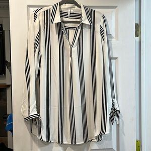 Elle black and white striped tunic blouse